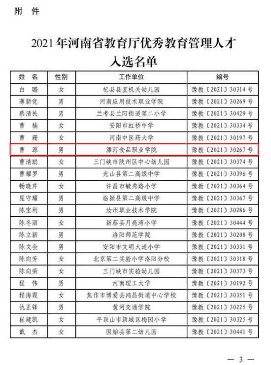 經濟管理系曹源主任入選2021年河南省教育廳優秀教育管理人才(圖2)